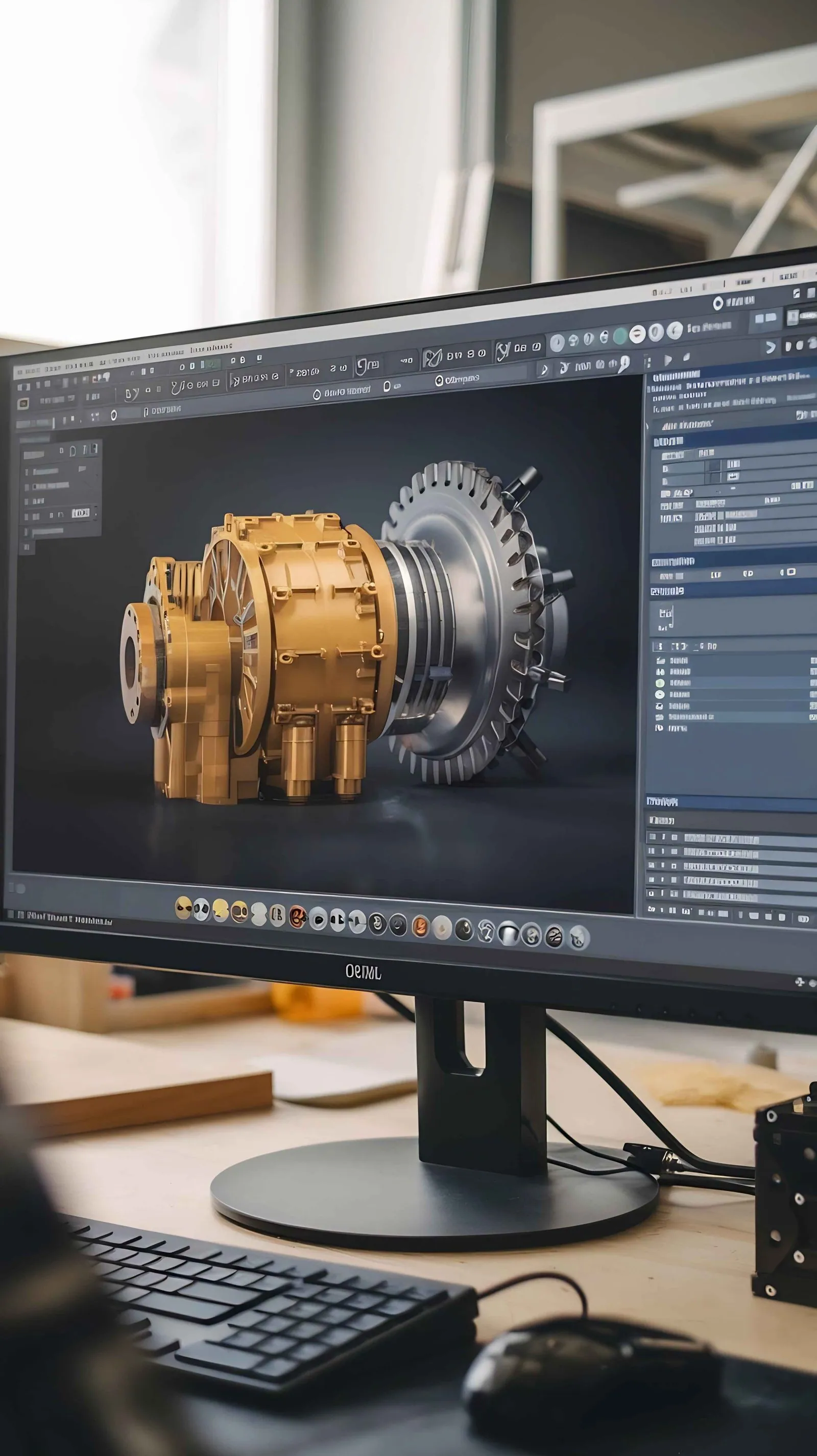 CAD-tekening van een machineonderdeel op een beeldscherm — cybersecurity die je kunt aantonen