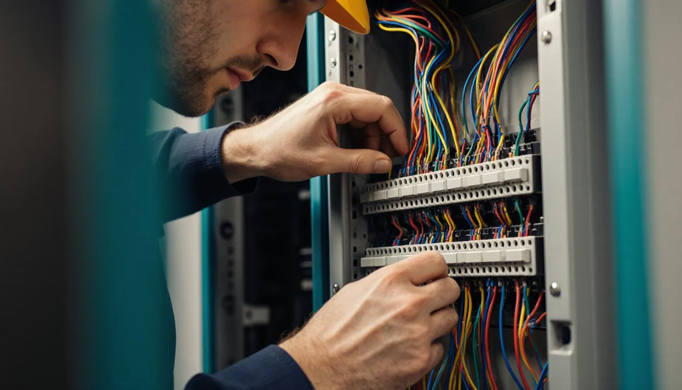 Elektricien aan een schakelbord